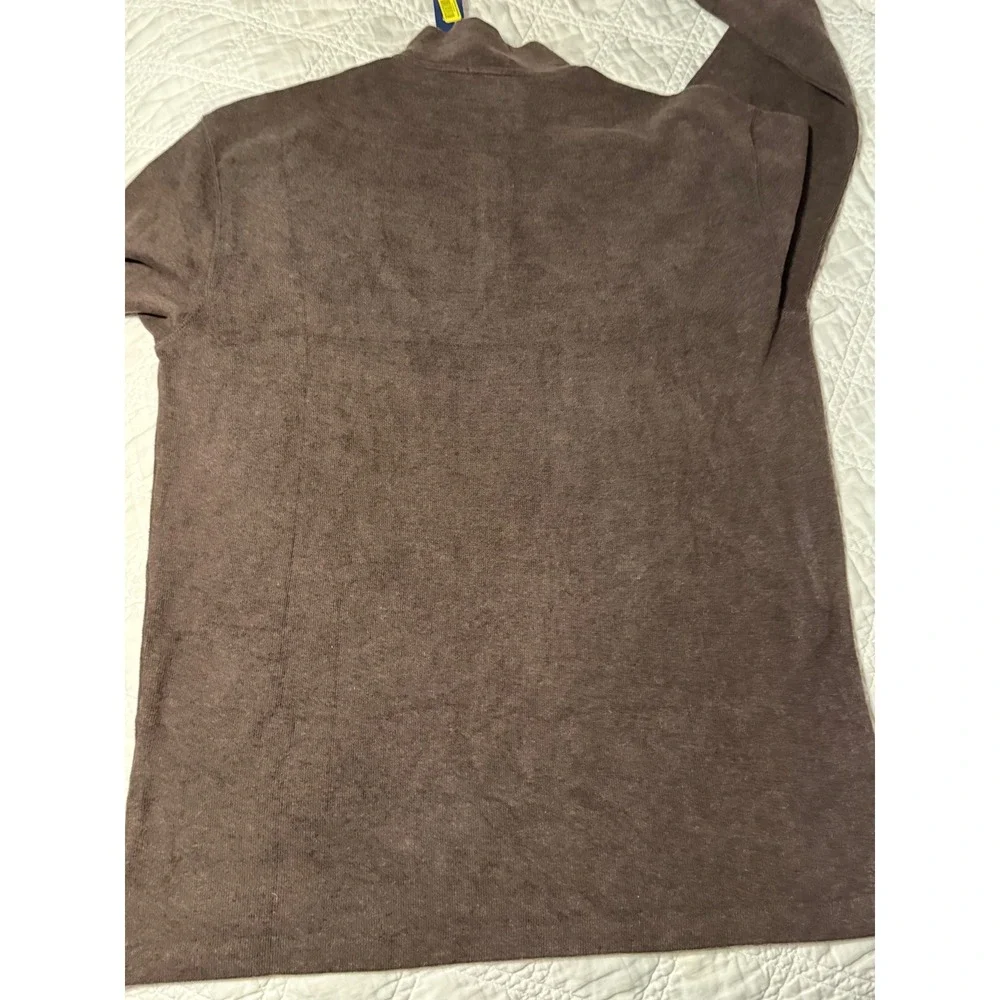 Polo Ralph Lauren Mens Quarter Zip Pullover Sweater Brown Cotton LT Tall New